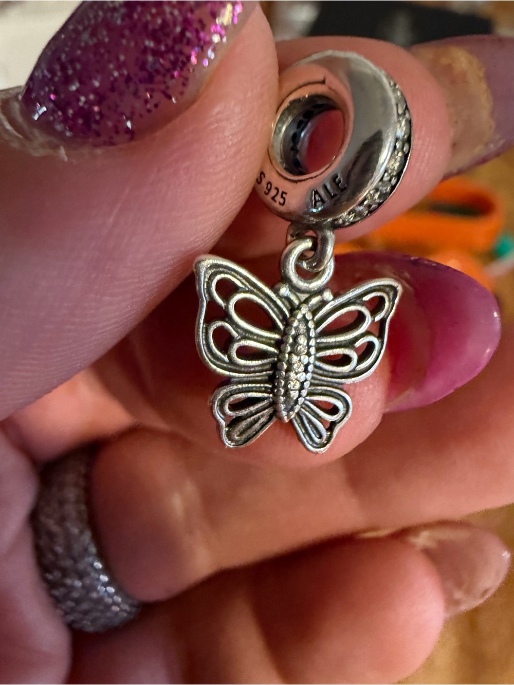 Authentic Pandora Silver Butterfly Charm